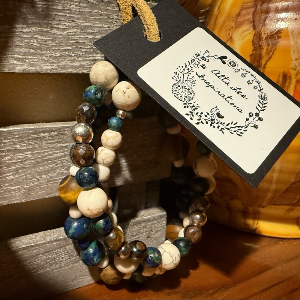 Beautiful Beaded Bracelet Set by Alta Lee Inspirations, Real Stones & 925 Silver